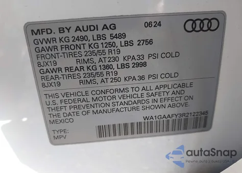 2024 Audi Q5 Premium 45 Tfsi S Line Quattro from USA, damaged, VIN WA1GAAFY3R2122345